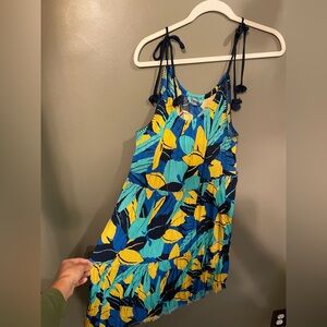 Aerie coverup blue aqua yellow spaghetti strap dress size xl
